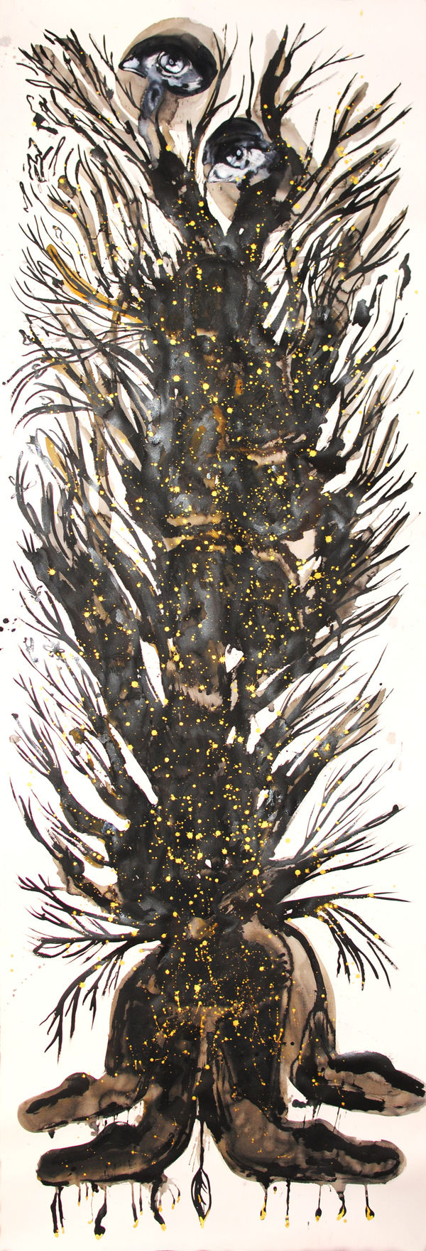 Alymamah Rashed I Found My Giving Tree Breathing Its Past Life (You Live Forever) - Ahmadi Series 1 + 2, 2024 Ink and dry pastel on paper 330 x 115 cm 129 7/8 x 45 1/4 in (C01392)