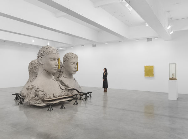 Composition with Four Yellow Verticals