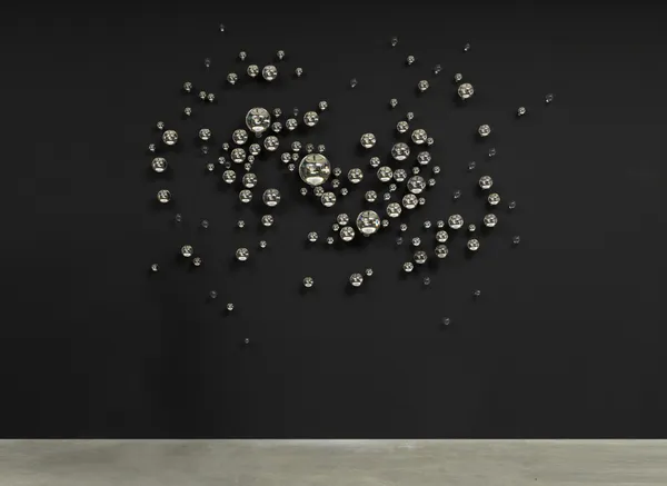 Eliasson crystal sphere sculpture on black wall