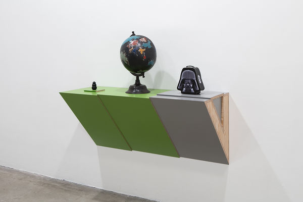 Untitled (dog chew, globe, Darth Vader)