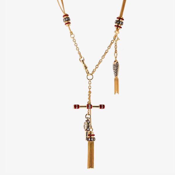 Selim Mouzannar, Gold & Red Enamel Pendant Necklace