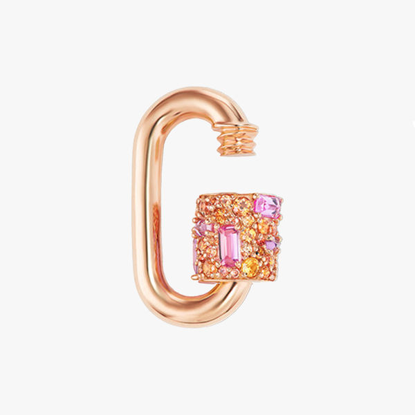 Marla Aaron, Stoned chubby medium lock with pink and orange sapphires