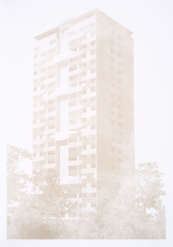 Anne-Valérie Gasc Bouquet Final / Tour I, 2012 Signée et numérotée Poudre de béton floquée sur Freelife Vellum 300gr 100 x 70 cm Édition de 8 exemplaires + 4 E.A. (Edition record)