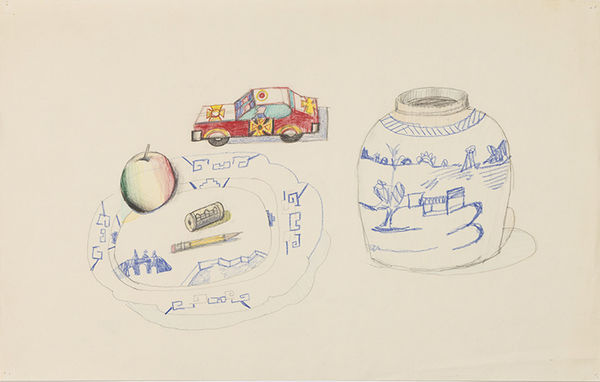 Saul Steinberg Untitled, c. 1978-80 colored pencil, crayon and pencil on paper 14 1/2 x 23 inches 21 1/2 x 27 1/2 inches framed