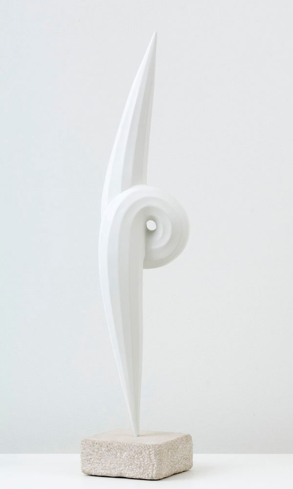 Bryan Hunt Standing Spiral, 2010 cast Aqua-resin with white enamel 28 x 6 x 4 inches limestone base: 6 x 6 x 2 1/2 inches Edition of 6