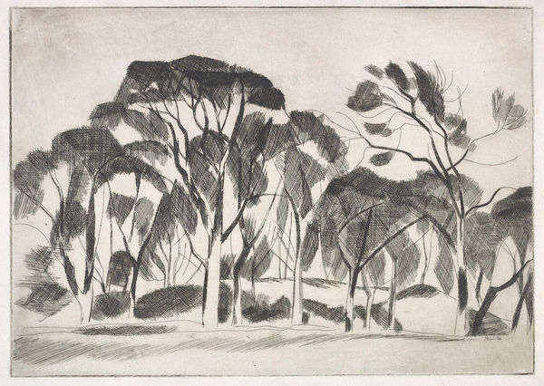 James Reville RSW Trees signed in plate etching and drypoint 7 x 9 ¾ inches