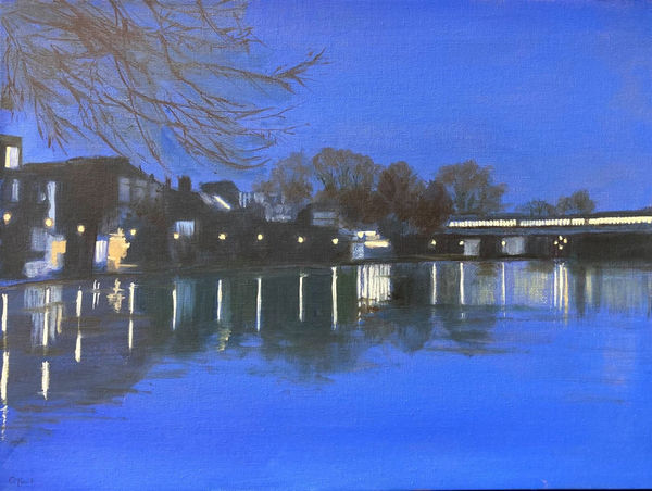 Carol Tait, Evening Train over Kew Railway Bridge, 2025