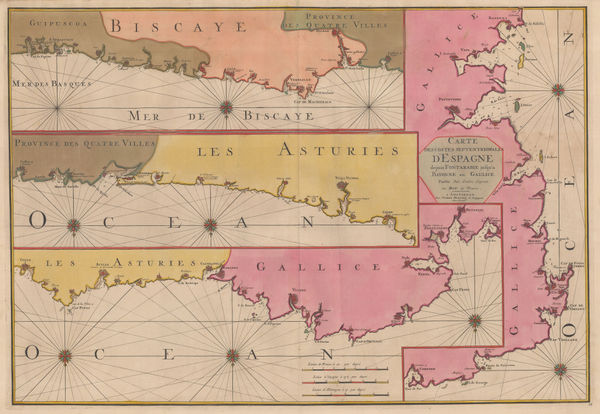 Pierre Mortier, Chart of the north coast of Spain, 1708