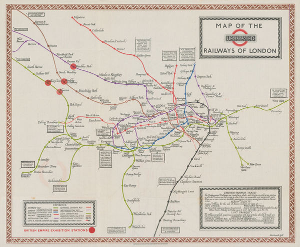 Macdonald Gill, Map of the Underground Railways of London, 1923