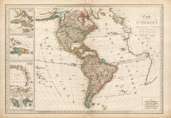 Eustache Herisson, Carte D'Amerique Septentrionale et Meridionale, 1820