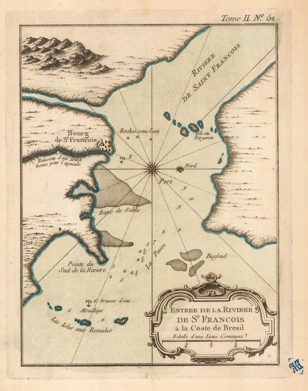 Jacques-Nicolas Bellin, Chart of the mouth of the São Francisco River, 1750 c.