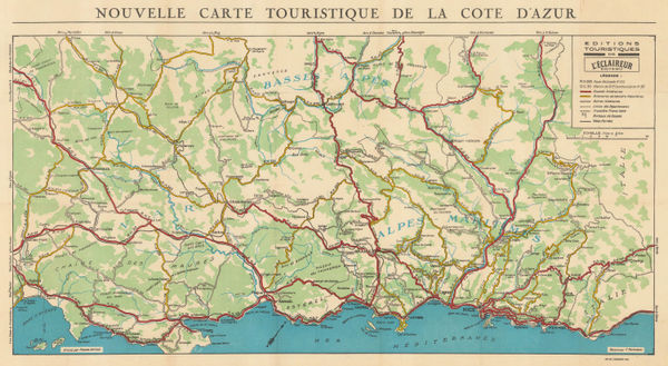 L'Eclaireur, Tourist Map of the Cote d'Azur, 1935 (c.)