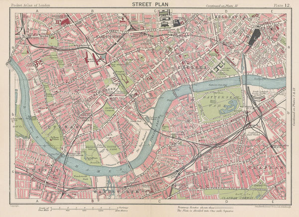 John Bartholomew & Son, Chelsea, Fulham, Earl's Court, Battersea, and Hammersmith, 1929
