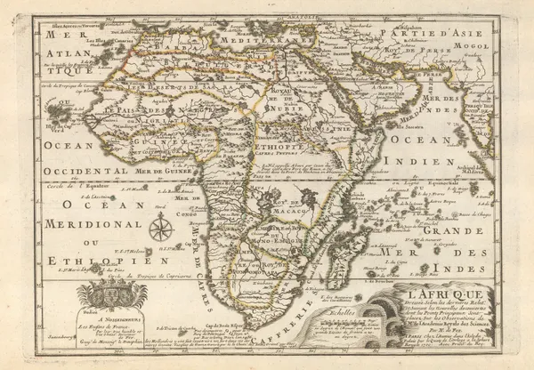 Nicolas de Fer, French copper-engraved map of Africa, 1700
