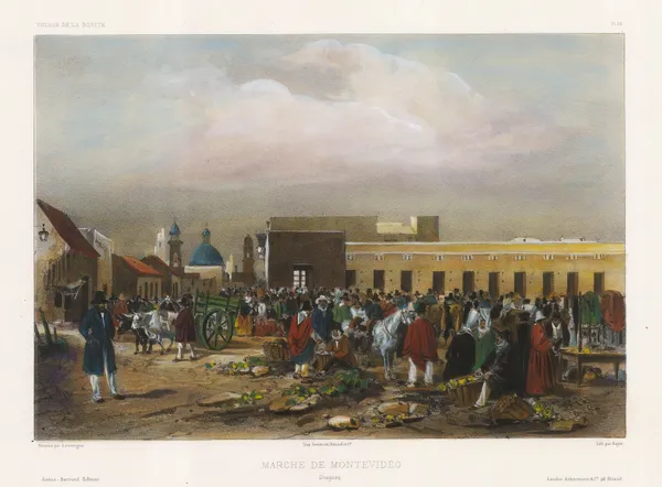 Auguste-Nicolas Vaillant, Uruguay - Montevideo, Market Square, 1850 c.