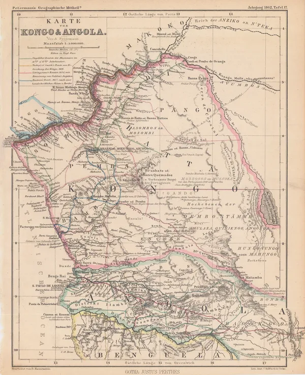 Justus Perthes, Exploration of Congo & Angola, 1862