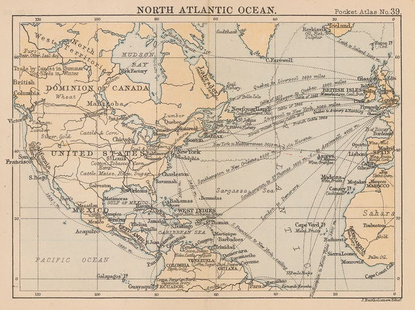 J.G. Bartholomew, North Atlantic Ocean, 1887