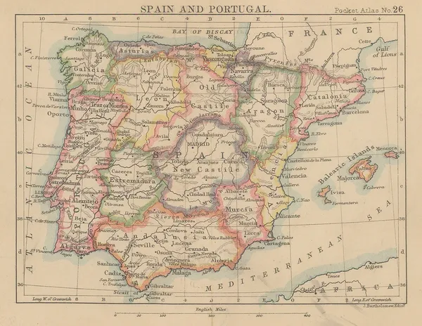 J.G. Bartholomew, Spain and Portugal, 1886
