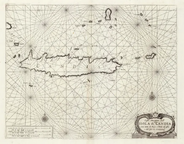 Vincenzo Coronelli, Sea chart of Crete, 1696