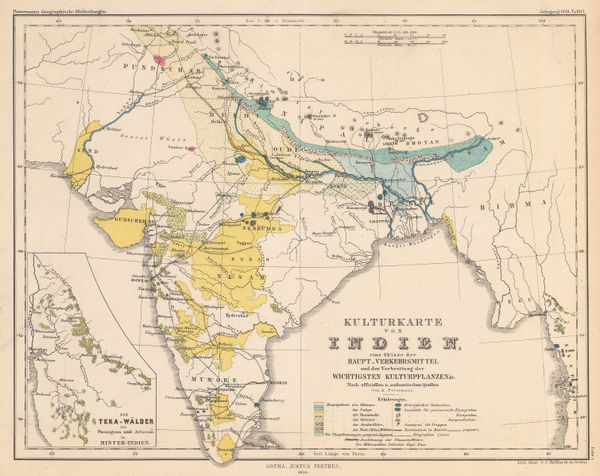 Justus Perthes, Commodity map of India, 1859