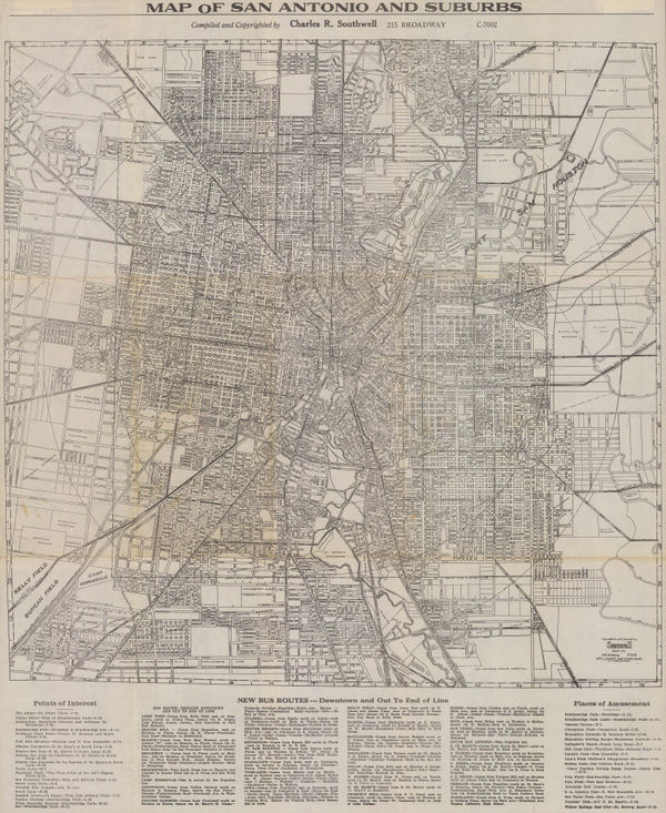 Charles R. Southwell, Map of San Antonio and Suburbs, 1928 c.