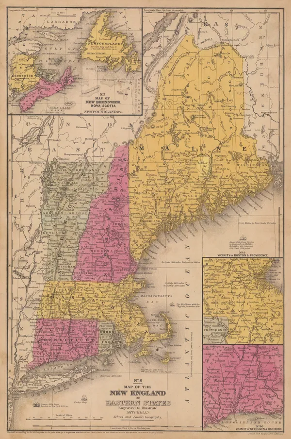 Samuel Augustus Mitchell, Map of the New England or Eastern States, 1847 (c.)