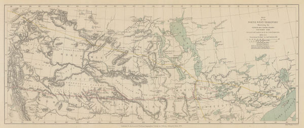 Royal Geographical Society (RGS), Western Canada showing Canada-United States border, 1876