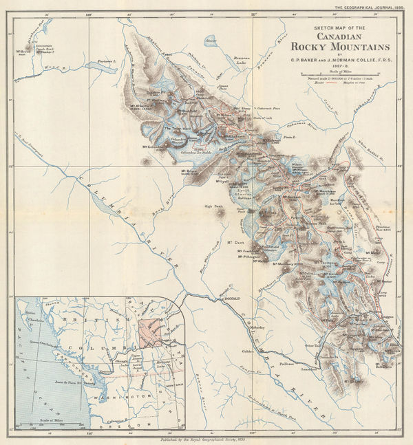 Royal Geographical Society (RGS), Waputik Mountains, Canadian Rockies, 1899