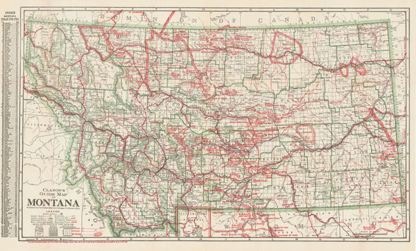 Clason Map Co., Guide Map of Montana, 1925