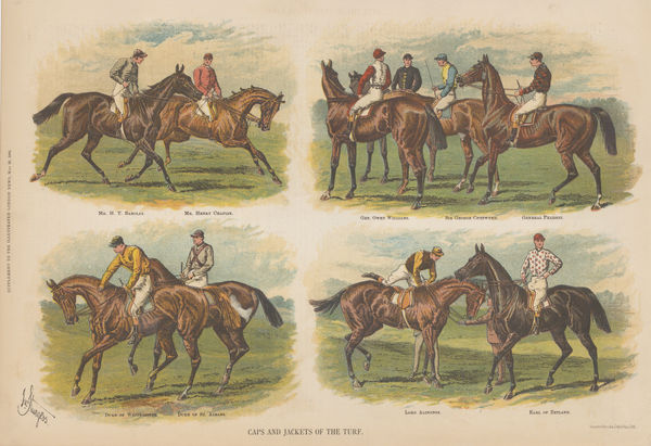 Illustrated London News (ILN), Horse Racing - Caps and Jackets of the Turf, 1886