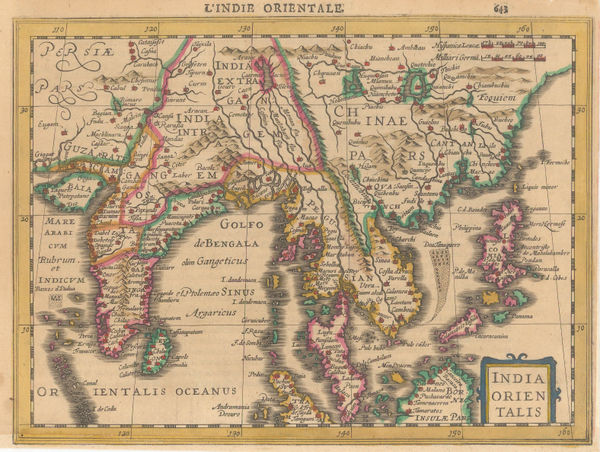 Mercator Hondius, India and Southeast Asia, 1630