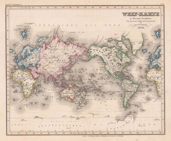 Joseph Meyer, Welt-Karte in Mercators Projektion, 1844