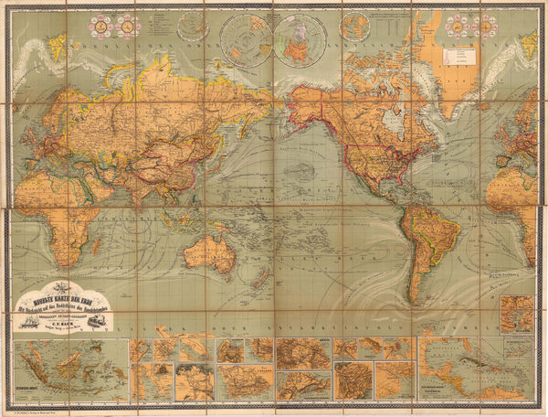 Julius Maier, Neueste Karte der Erde, 1870 c.