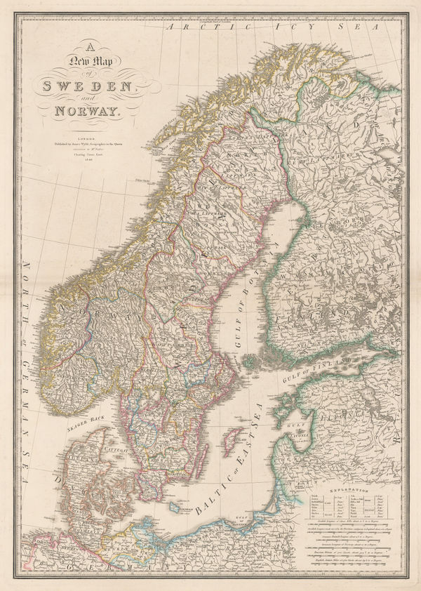 James Wyld, A New Map of Sweden and Norway, 1840