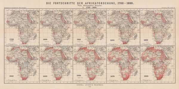 Justus Perthes, European influence and activity in Africa from 1788-1888, 1888