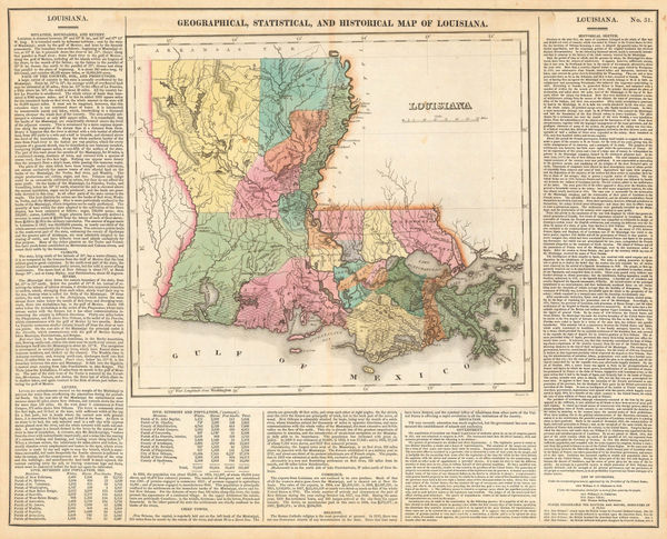 Carey & Lea, Geographical, Statistical and Historical map of Louisiana, 1822