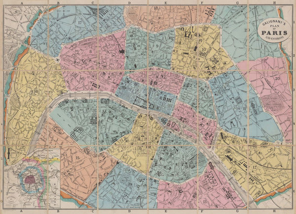 A. & W. Galignani & Co., Paris divided into Arrondissements, 1860 c.
