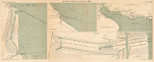 A. Simon, Charts of Río de la Plata and the harbours of Buenos Aires and La Plata, 1889