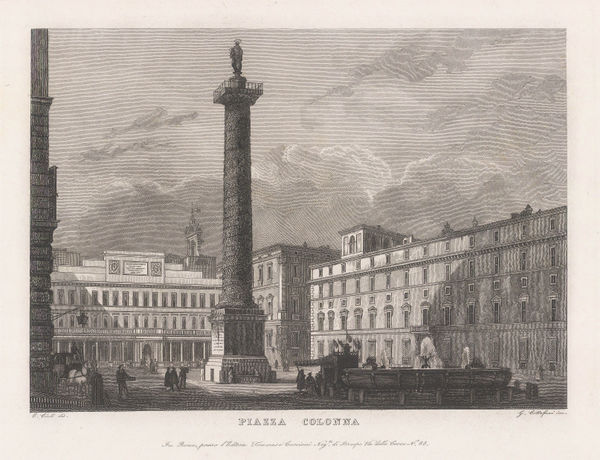 Gaetano Cottafavi, Italy - Rome, Piazza Colonna, 1843