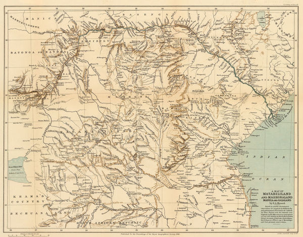 Royal Geographical Society (RGS), A Map of Matabililand and Mashonaland Manica and Gazaland, 1891