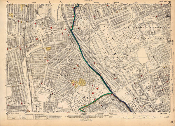Ordnance Survey, Holland Park to Shepherds Bush, 1919 c.