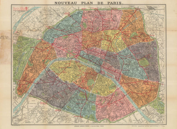 Garnier Frères, Railway map of Paris, 1920 c.