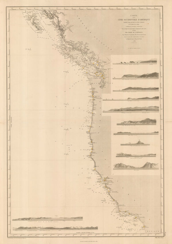 French Admiralty, Chart of the west coast of North America, 1881
