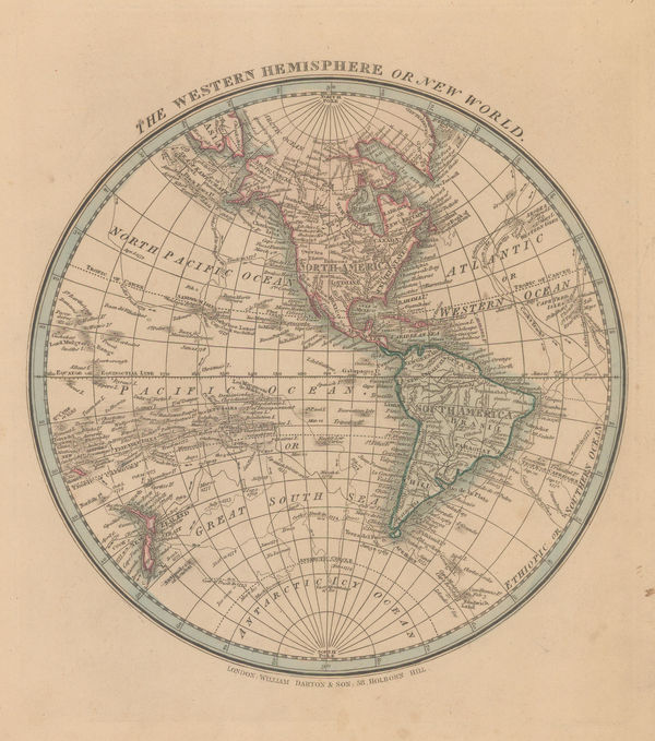 William Darton, The Western Hemisphere or New World, 1820 c.