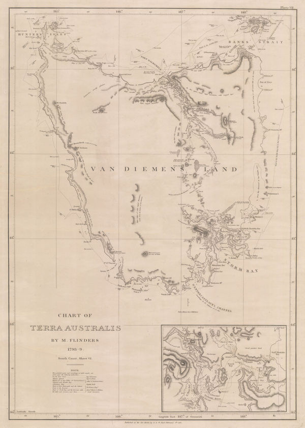 Matthew Flinders, Chart of Tasmania, 1814