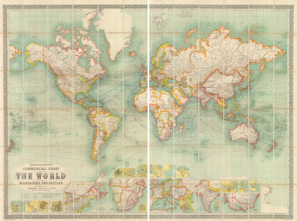 George Philip & Son Ltd., Commercial Chart of the World on Mercator's Projection., 1900 c