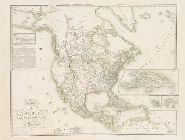 Adrien Brue, Second earliest map of North America showing Lewis and Clark's journey, 1815