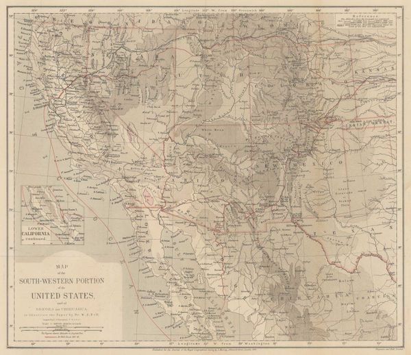 Royal Geographical Society (RGS), Map of the South-Western Portion of the United States, 1870