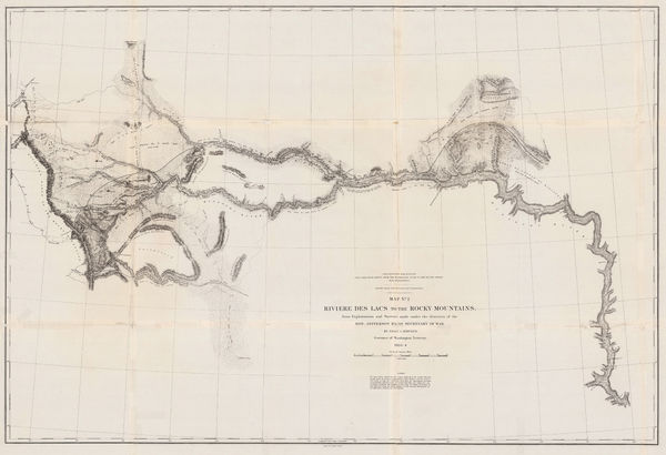 United States Pacific Railroad Expeditions (USPRR), Map No. 2 - Riviere des Lacs to the Rocky Mountains, 1855