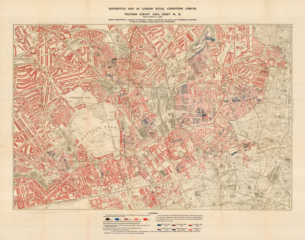 Charles Booth, Descriptive Map of London Social Conditions (1929-1930), 1930